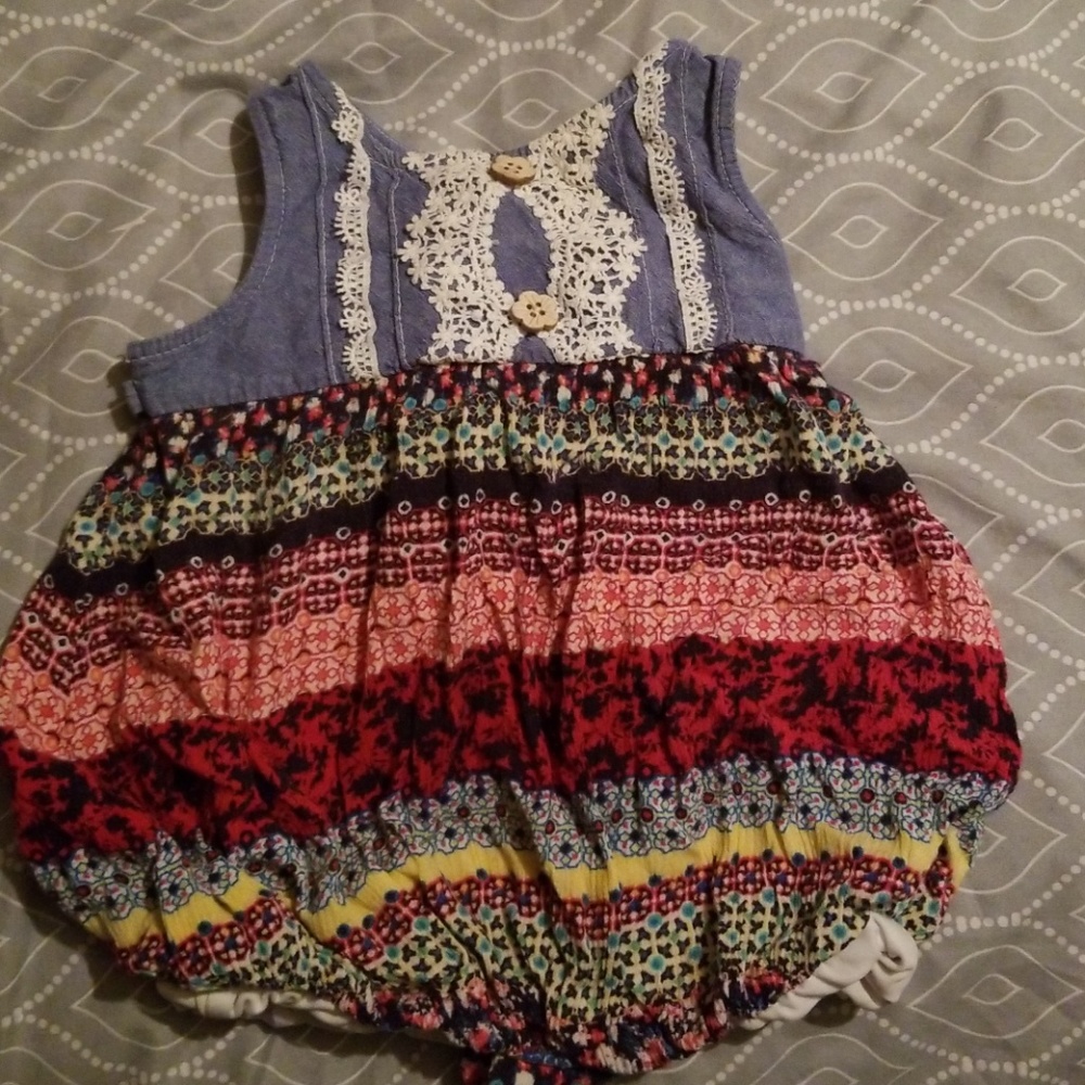 One piece Lace pattern Jean outfit